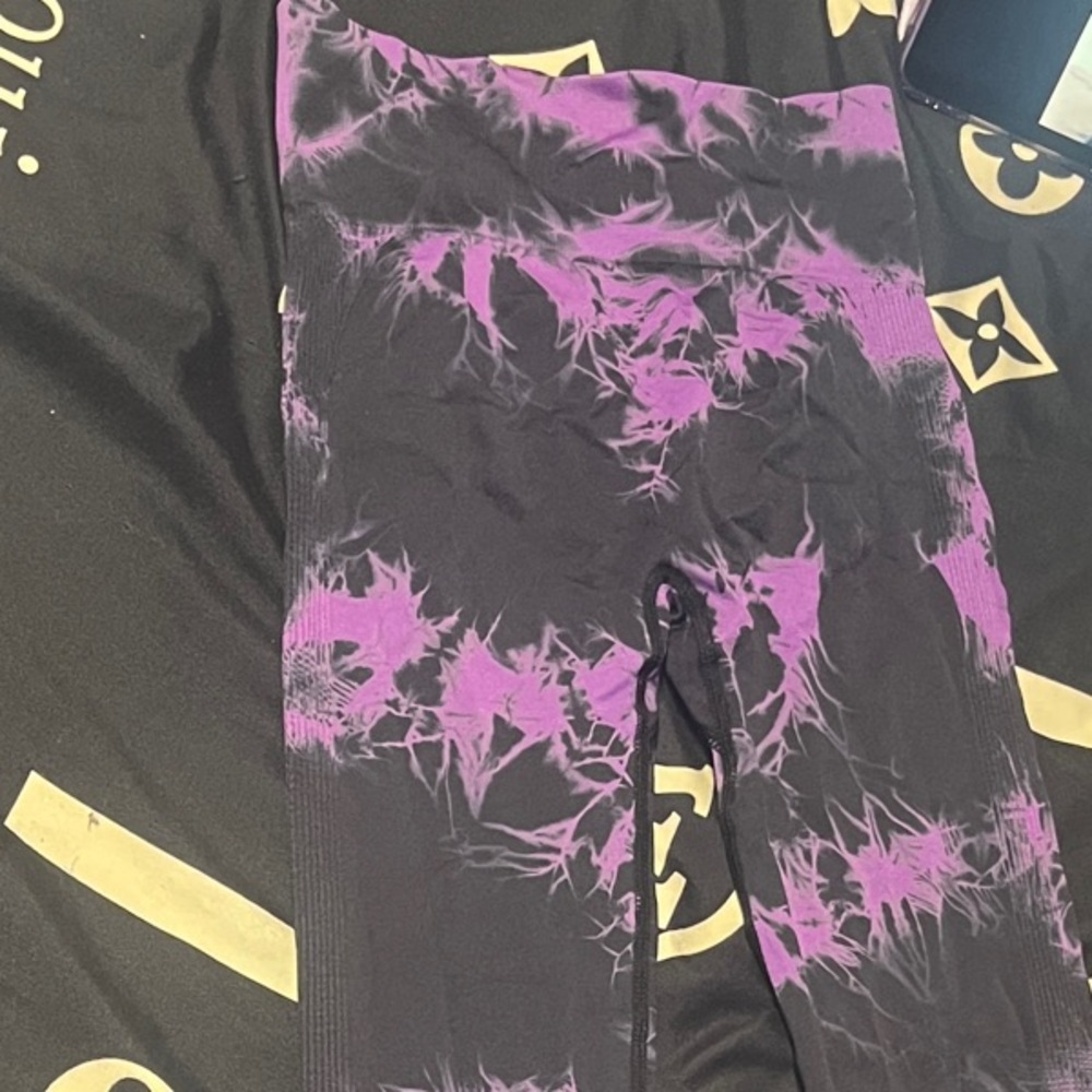 Purple and Black Tie-Dye Leggings